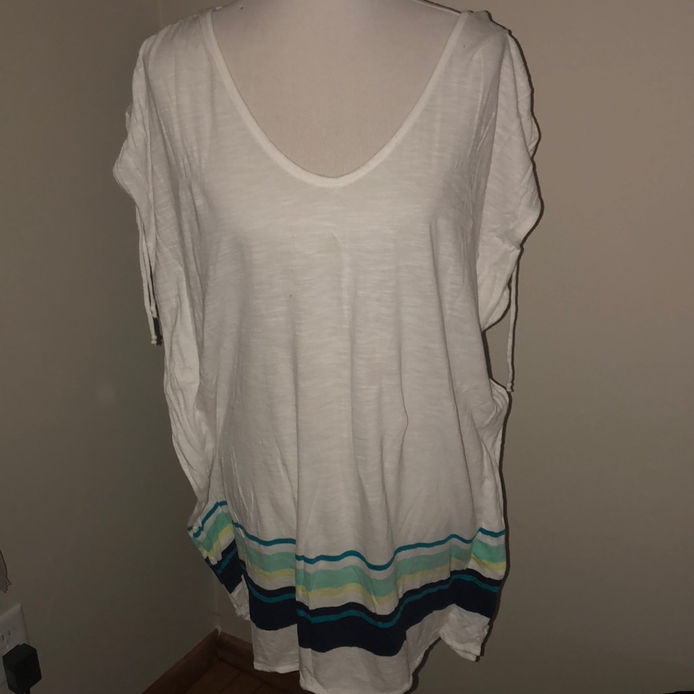 Gap Large White Tunic Cover Up Beachy Stripe